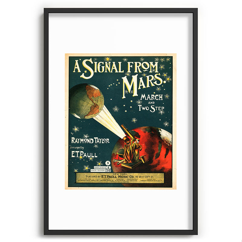 "A Signal from Mars": sheet music cover, 1901 Framed Art Print