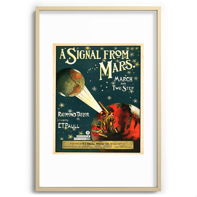 "A Signal from Mars": sheet music cover, 1901 Framed Art Print