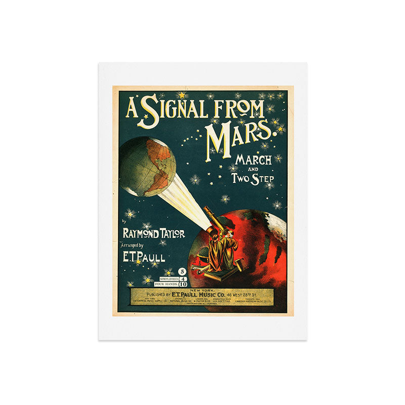 "A Signal from Mars": sheet music cover, 1901 Art Print