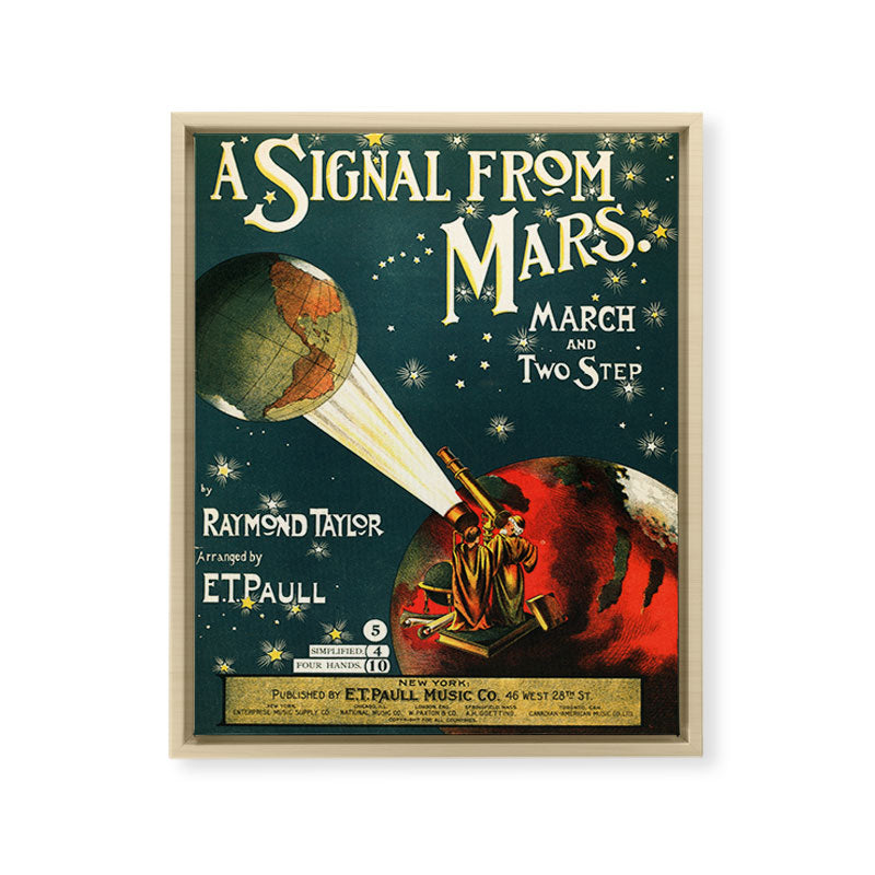 "A Signal from Mars": sheet music cover, 1901 Framed Canvas Print