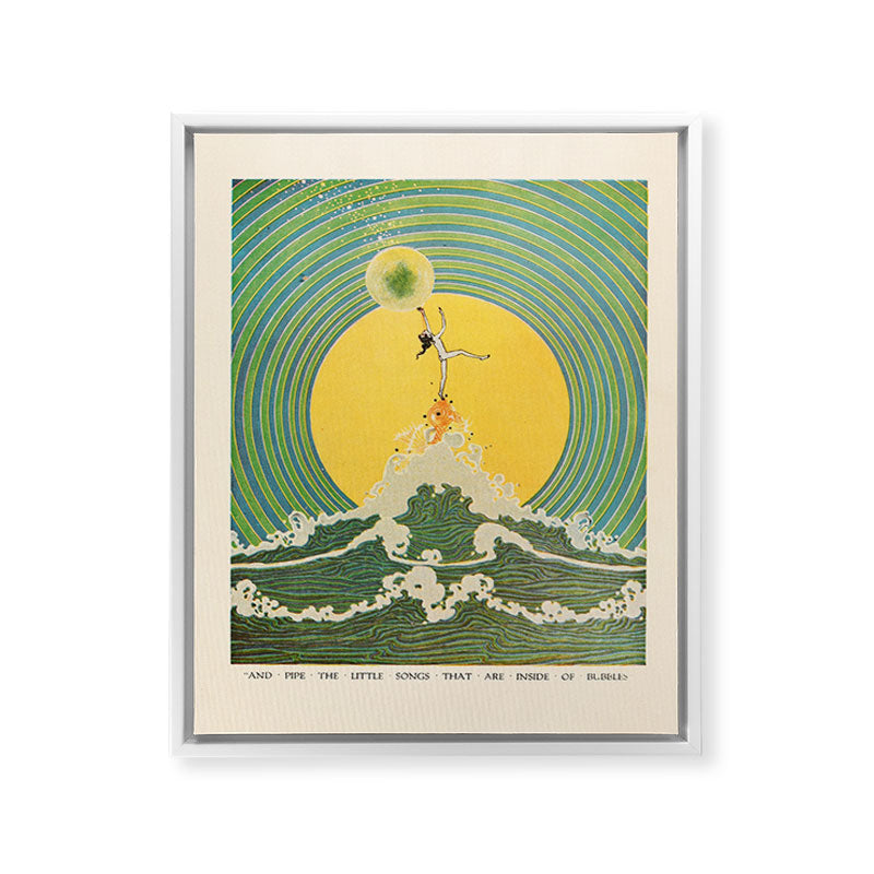 "And Pipe the Little Songs that Are Inside of Bubbles " by Dugald Stewart Walker, 1920 Framed Canvas Print