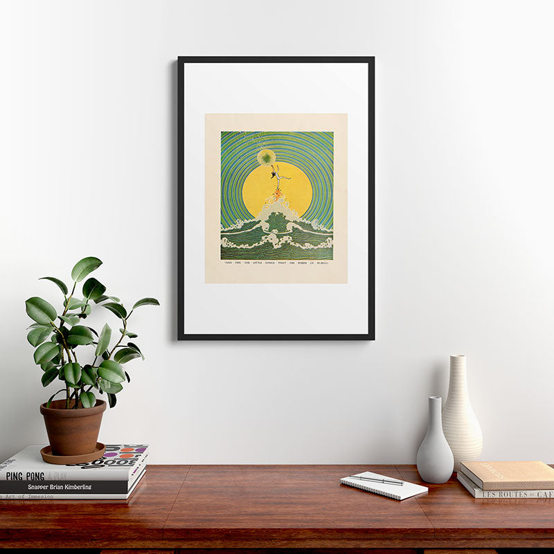 "And Pipe the Little Songs that Are Inside of Bubbles " by Dugald Stewart Walker, 1920 Framed Art Print