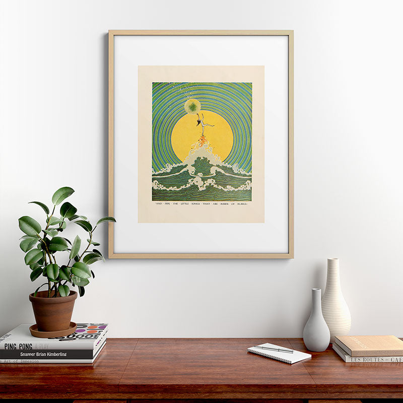 "And Pipe the Little Songs that Are Inside of Bubbles " by Dugald Stewart Walker, 1920 Framed Art Print