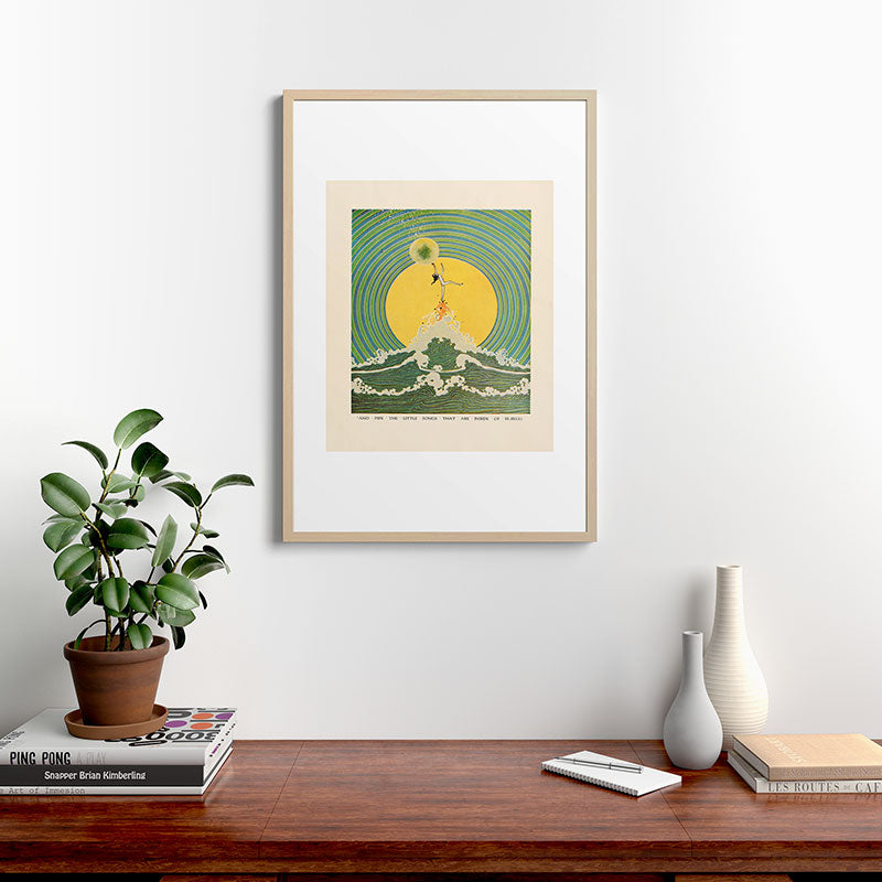 "And Pipe the Little Songs that Are Inside of Bubbles " by Dugald Stewart Walker, 1920 Framed Art Print