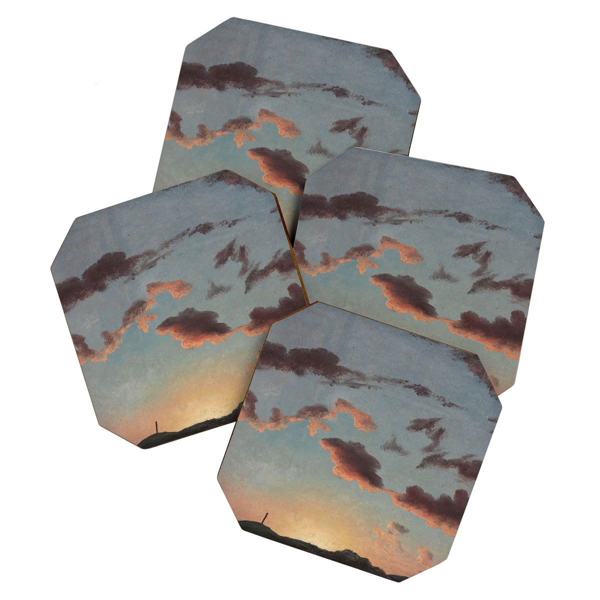 "Cloud Study" by Knud Baade, 1838 Coaster