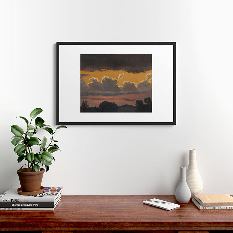 "Cloud Study over Landscape" by Knud Baade, 1838 Framed Art Print