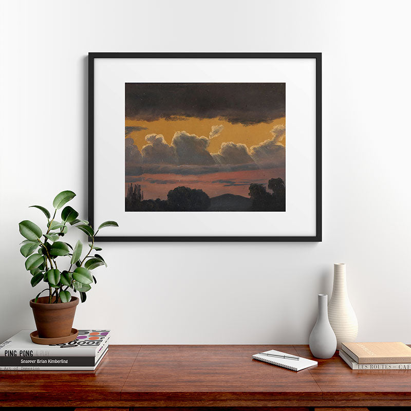 "Cloud Study over Landscape" by Knud Baade, 1838 Framed Art Print