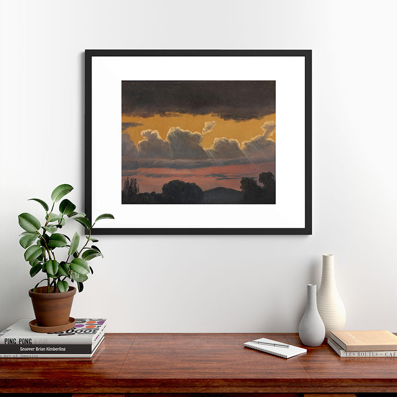 "Cloud Study over Landscape" by Knud Baade, 1838 Framed Art Print