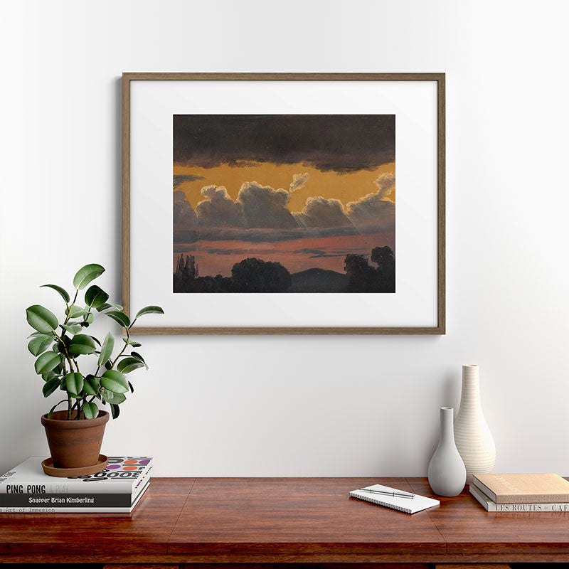"Cloud Study over Landscape" by Knud Baade, 1838 Framed Art Print