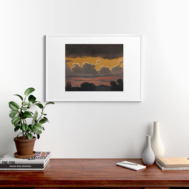 "Cloud Study over Landscape" by Knud Baade, 1838 Framed Art Print