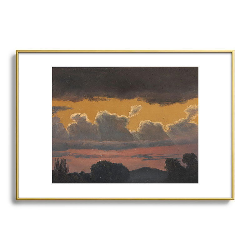 "Cloud Study over Landscape" by Knud Baade, 1838 Framed Art Print