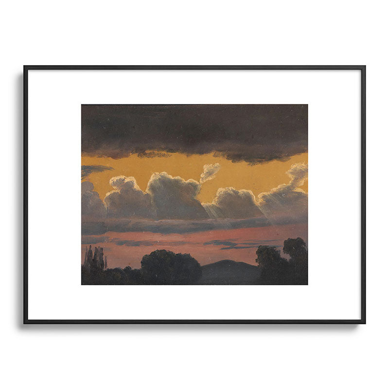 "Cloud Study over Landscape" by Knud Baade, 1838 Framed Art Print