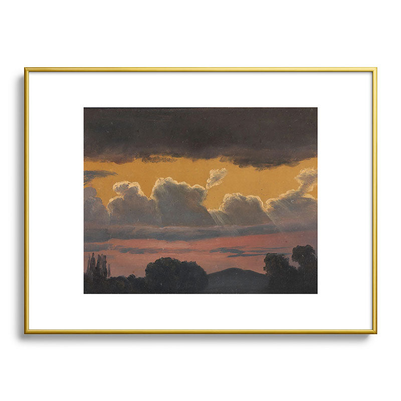 "Cloud Study over Landscape" by Knud Baade, 1838 Framed Art Print