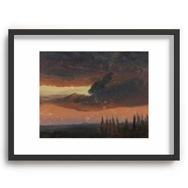 "Cloud Study over Poplars" by Knud Baade, circa 1830s-1840s Framed Art Print