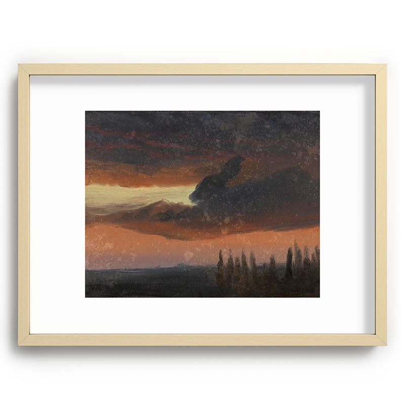 "Cloud Study over Poplars" by Knud Baade, circa 1830s-1840s Framed Art Print