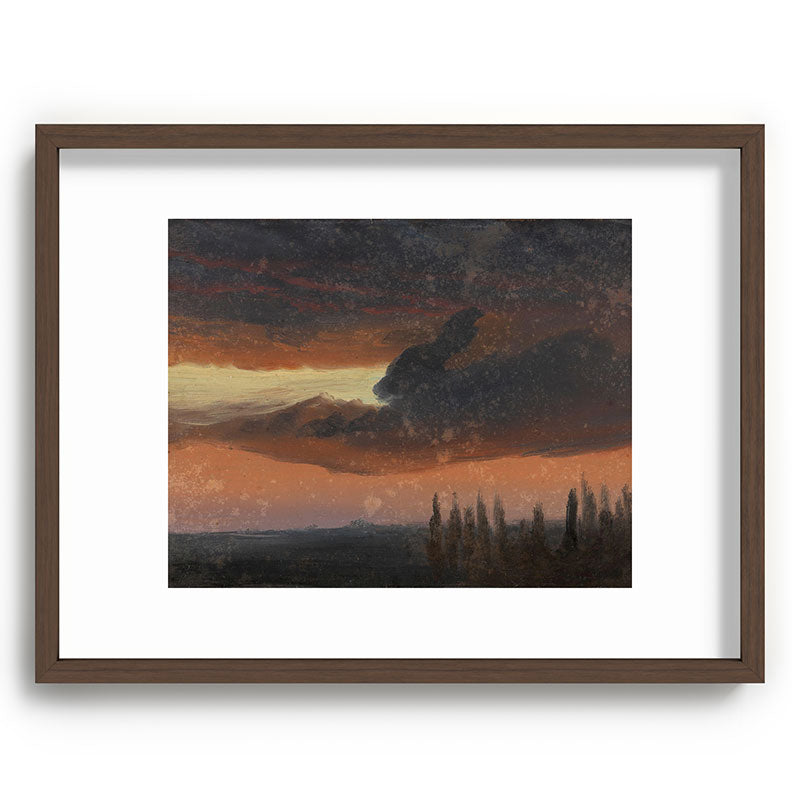 "Cloud Study over Poplars" by Knud Baade, circa 1830s-1840s Framed Art Print