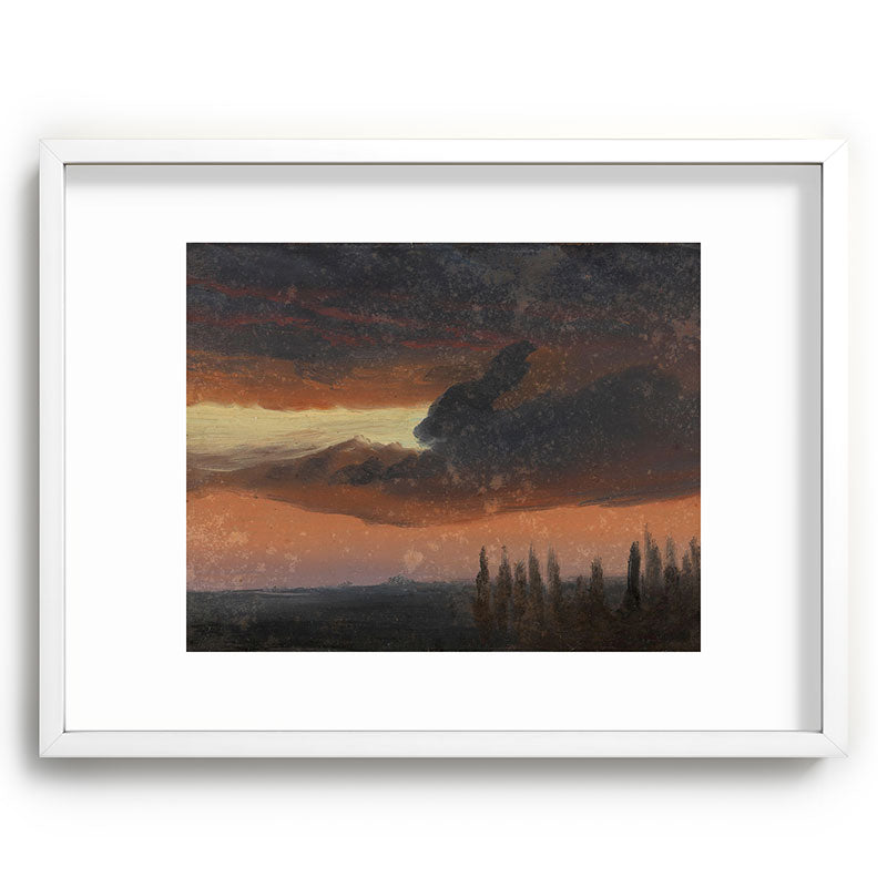 "Cloud Study over Poplars" by Knud Baade, circa 1830s-1840s Framed Art Print