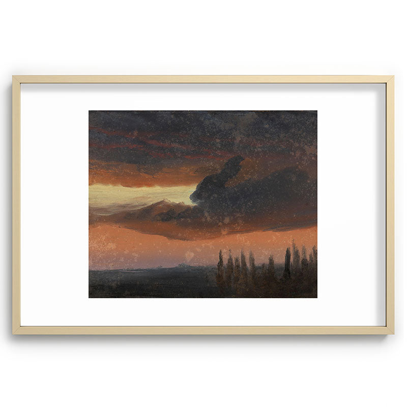 "Cloud Study over Poplars" by Knud Baade, circa 1830s-1840s Framed Art Print