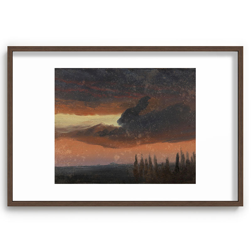 "Cloud Study over Poplars" by Knud Baade, circa 1830s-1840s Framed Art Print