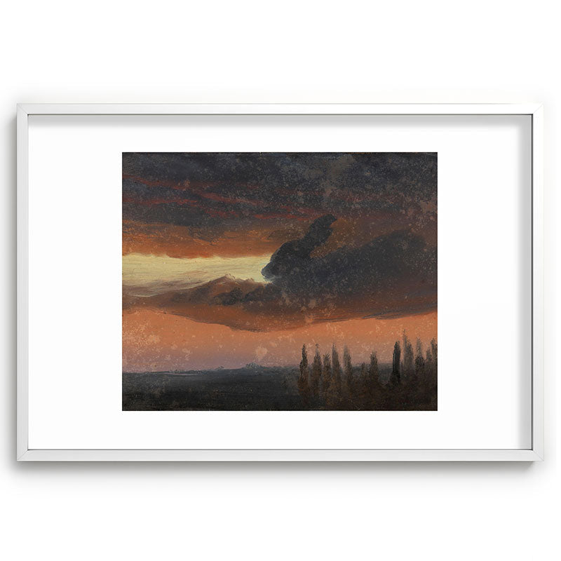 "Cloud Study over Poplars" by Knud Baade, circa 1830s-1840s Framed Art Print