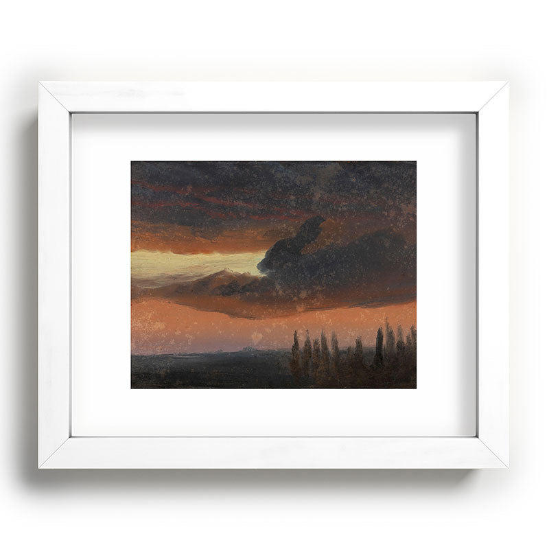 "Cloud Study over Poplars" by Knud Baade, circa 1830s-1840s Framed Art Print