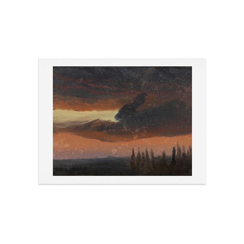 "Cloud Study over Poplars" by Knud Baade, circa 1830s-1840s Art Print