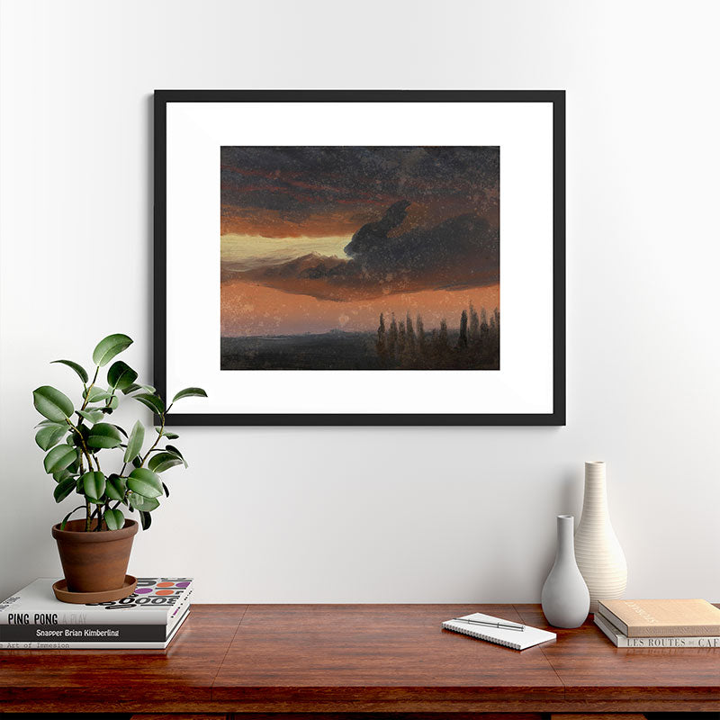 "Cloud Study over Poplars" by Knud Baade, circa 1830s-1840s Framed Art Print
