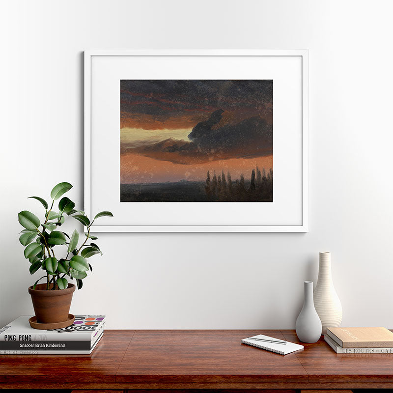 "Cloud Study over Poplars" by Knud Baade, circa 1830s-1840s Framed Art Print