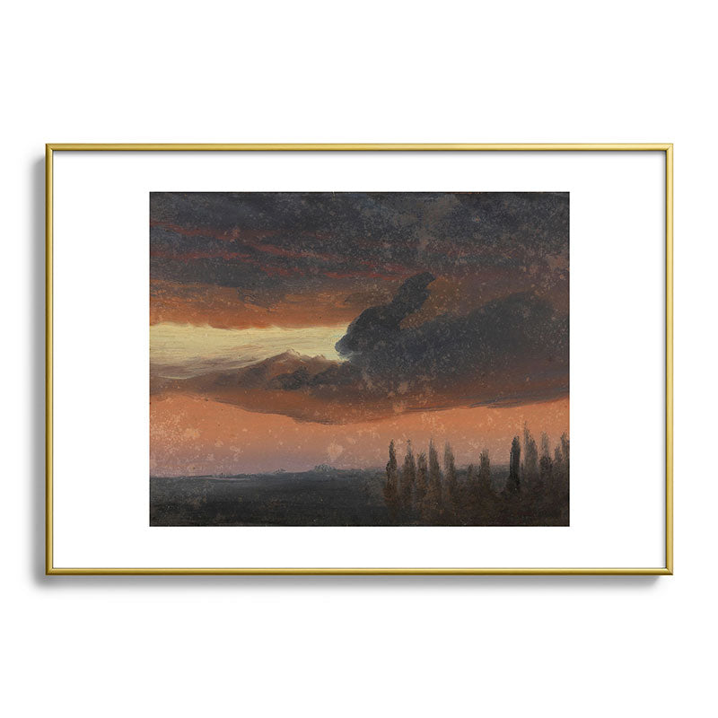 "Cloud Study over Poplars" by Knud Baade, circa 1830s-1840s Framed Art Print