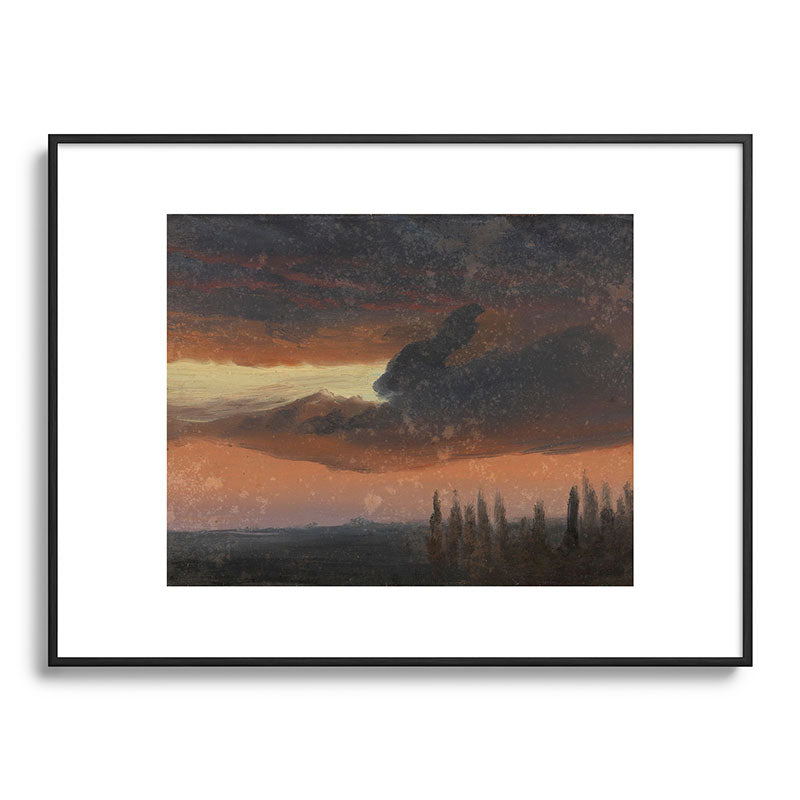"Cloud Study over Poplars" by Knud Baade, circa 1830s-1840s Framed Art Print