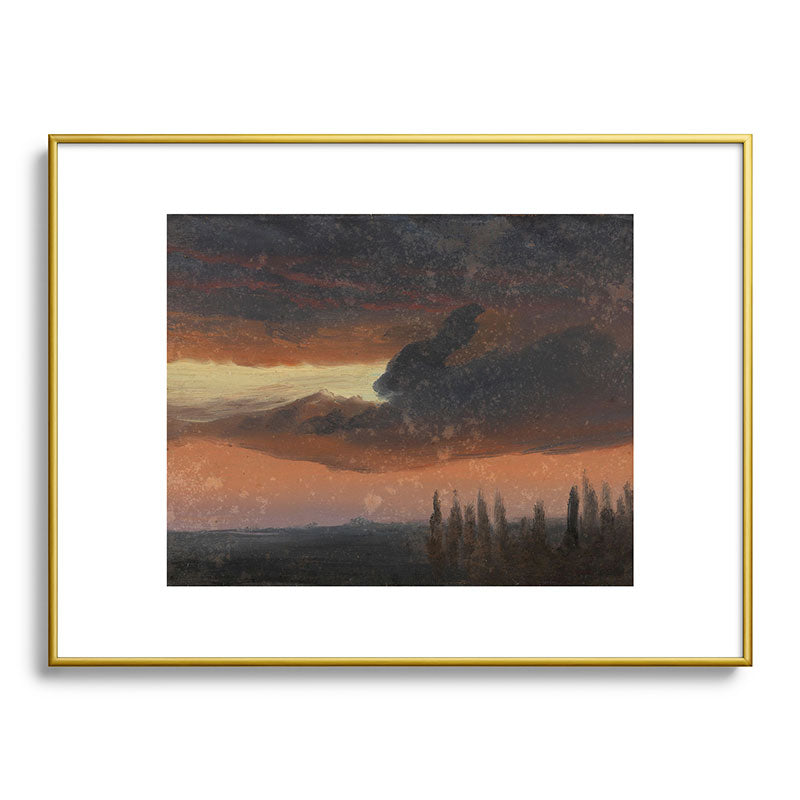 "Cloud Study over Poplars" by Knud Baade, circa 1830s-1840s Framed Art Print