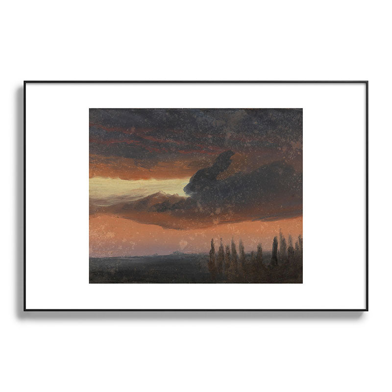 "Cloud Study over Poplars" by Knud Baade, circa 1830s-1840s Framed Art Print