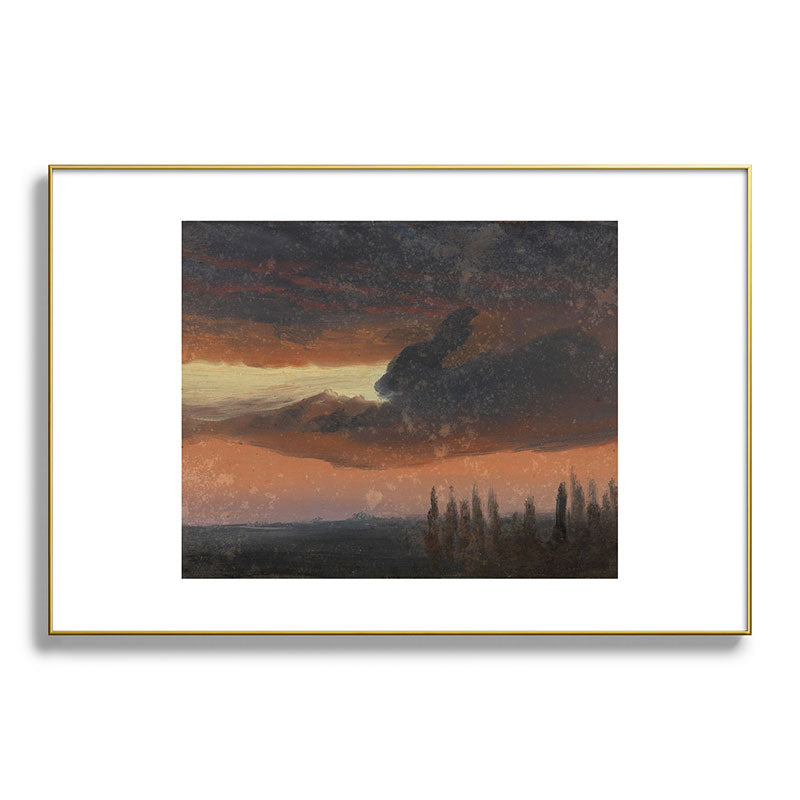 "Cloud Study over Poplars" by Knud Baade, circa 1830s-1840s Framed Art Print