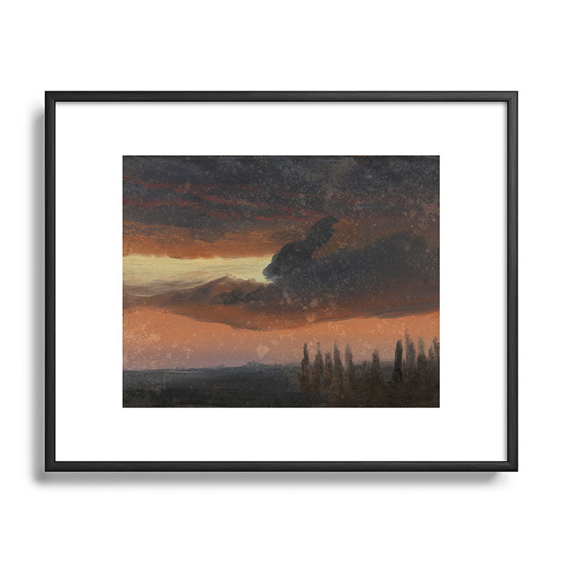 "Cloud Study over Poplars" by Knud Baade, circa 1830s-1840s Framed Art Print