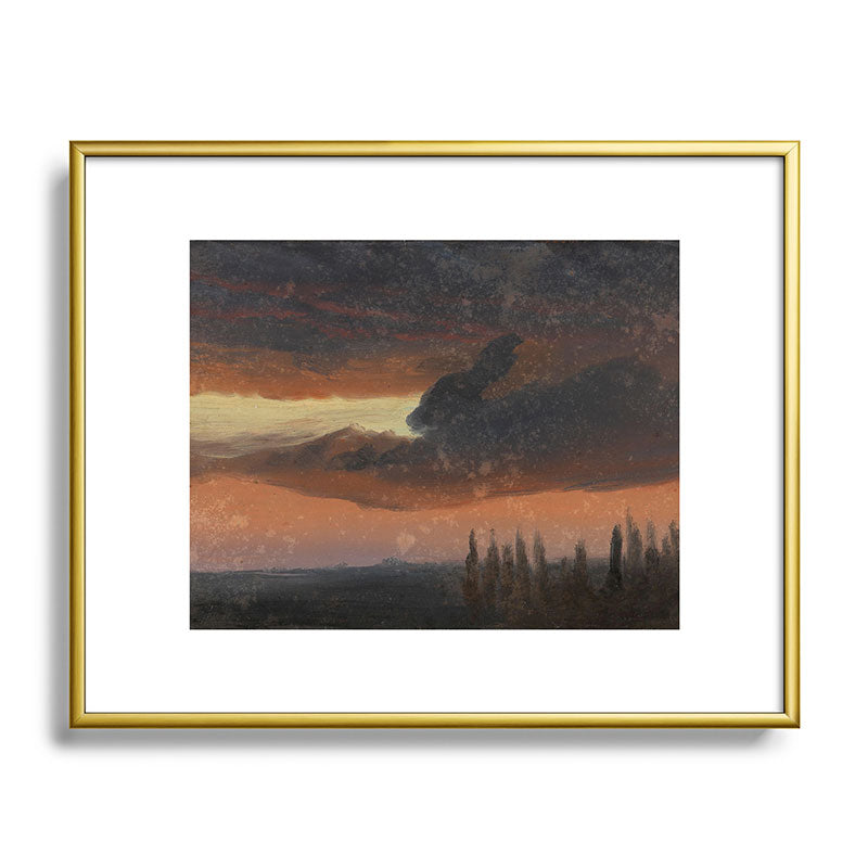 "Cloud Study over Poplars" by Knud Baade, circa 1830s-1840s Framed Art Print