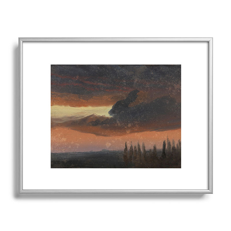 "Cloud Study over Poplars" by Knud Baade, circa 1830s-1840s Framed Art Print