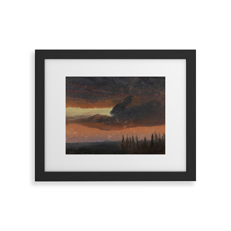 "Cloud Study over Poplars" by Knud Baade, circa 1830s-1840s Framed Art Print