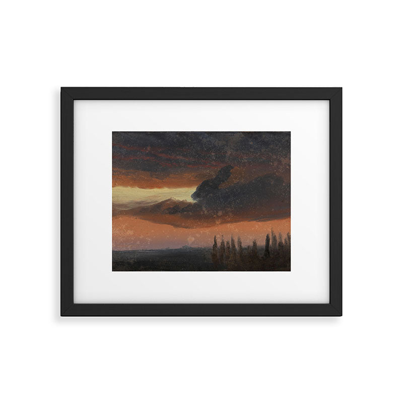 "Cloud Study over Poplars" by Knud Baade, circa 1830s-1840s Framed Art Print