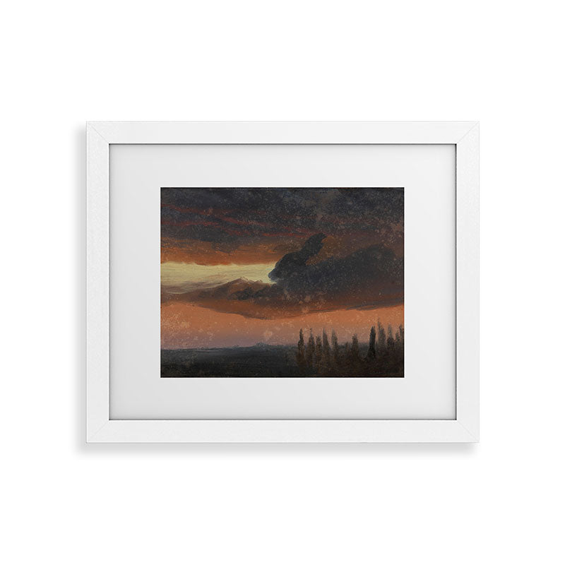 "Cloud Study over Poplars" by Knud Baade, circa 1830s-1840s Framed Art Print