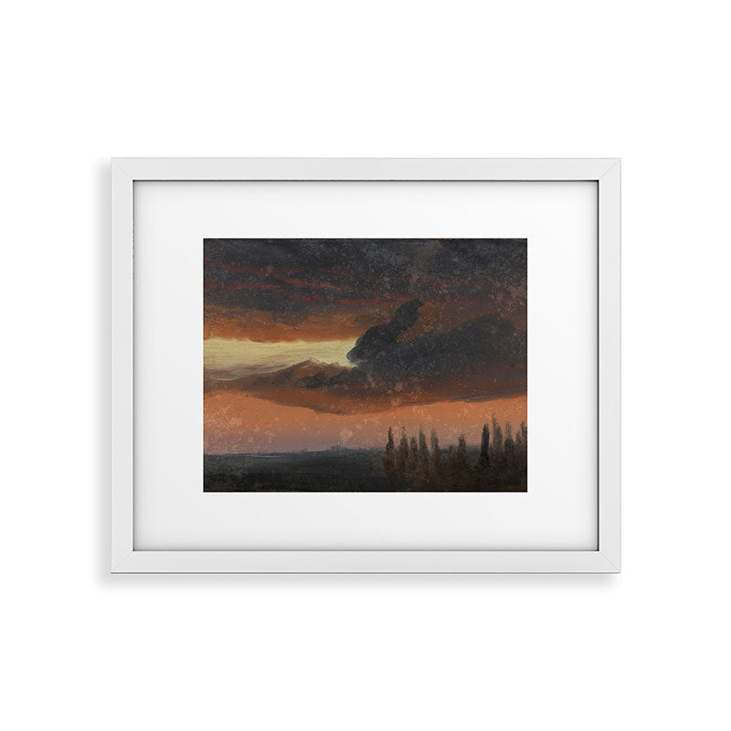 "Cloud Study over Poplars" by Knud Baade, circa 1830s-1840s Framed Art Print