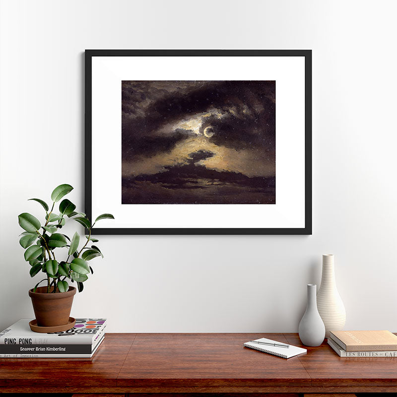 "Clouds in Moonlight" by Knud Baade, 1843 Framed Art Print