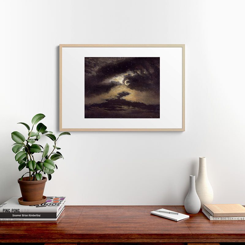 "Clouds in Moonlight" by Knud Baade, 1843 Framed Art Print