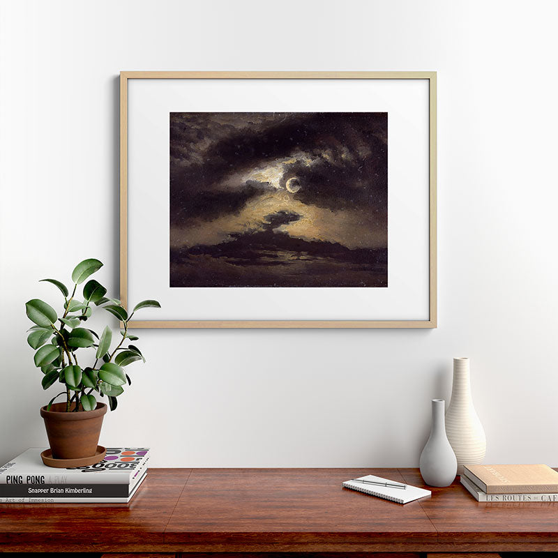 "Clouds in Moonlight" by Knud Baade, 1843 Framed Art Print
