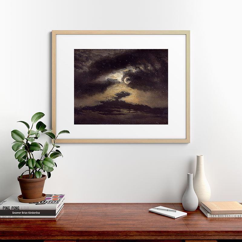 "Clouds in Moonlight" by Knud Baade, 1843 Framed Art Print