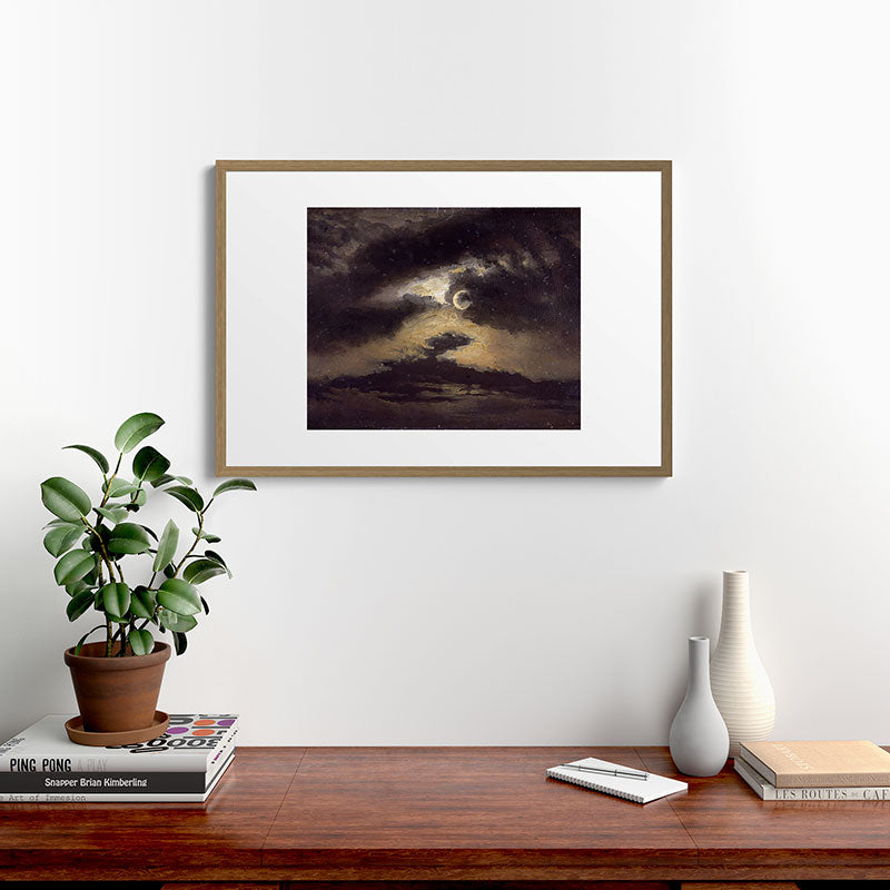 "Clouds in Moonlight" by Knud Baade, 1843 Framed Art Print
