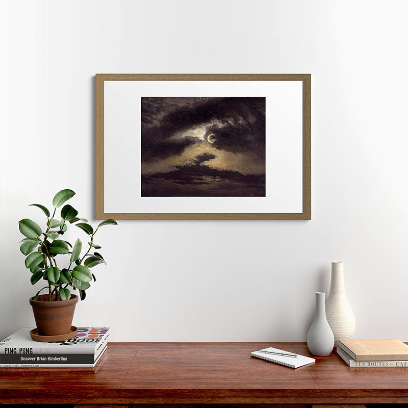 "Clouds in Moonlight" by Knud Baade, 1843 Framed Art Print