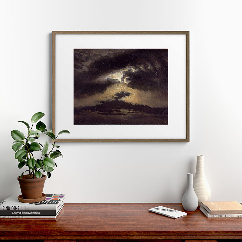 "Clouds in Moonlight" by Knud Baade, 1843 Framed Art Print