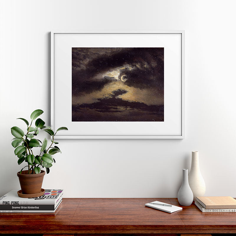 "Clouds in Moonlight" by Knud Baade, 1843 Framed Art Print