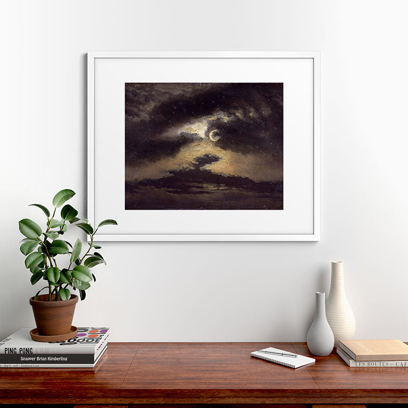"Clouds in Moonlight" by Knud Baade, 1843 Framed Art Print