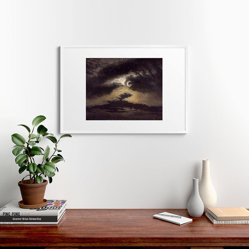 "Clouds in Moonlight" by Knud Baade, 1843 Framed Art Print